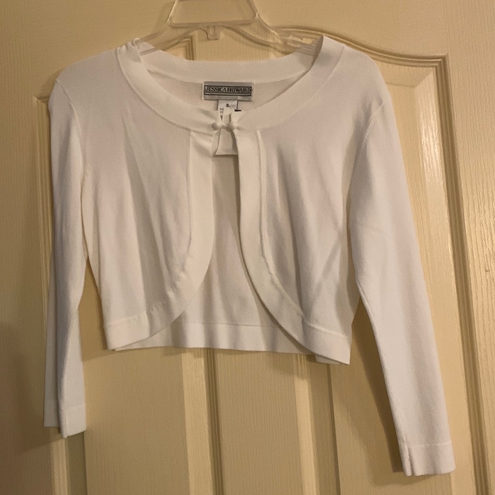JESSICA HOWARD White SWEATER SHRUG Sz S